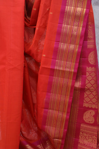 Red Gadwal Cotton Silk Saree - SRRGCSS47