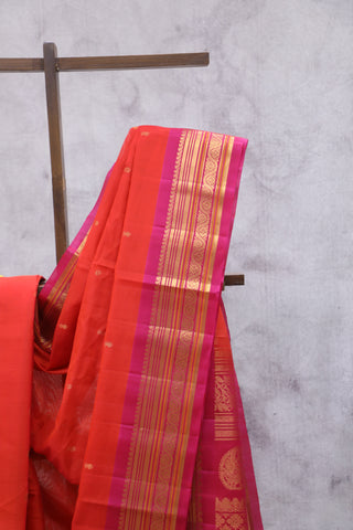 Red Gadwal Cotton Silk Saree - SRRGCSS47