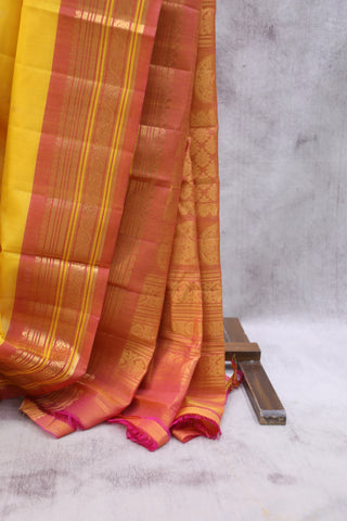 Yellow Gadwal Cotton Silk Saree - SRYGCSS48