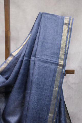 Dark Gray Tussar Silk Saree - SRDGTSS44EX