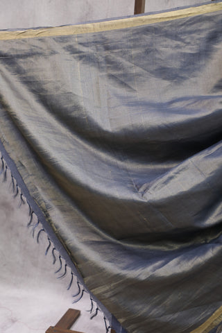 Dark Gray Tussar Silk Saree - SRDGTSS44EX