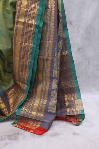 Green Gadwal Cotton Silk Saree - SRGGCSS50