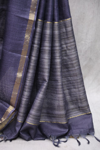 Dark Purple Tussar Silk Saree - SRDPTSS887