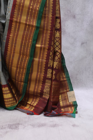 Grey Gadwal Cotton Silk Saree - SRGGCSS51