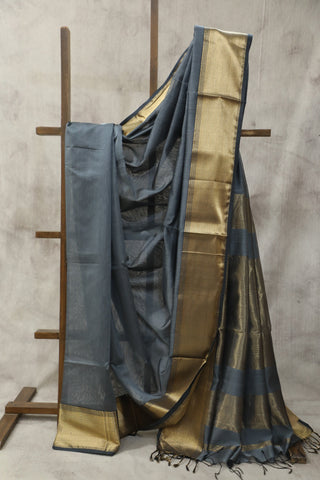 Grey Maheshwari Cotton Silk Saree - SRGMCS87EX