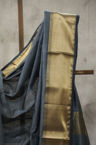 Grey Maheshwari Cotton Silk Saree - SRGMCS87EX