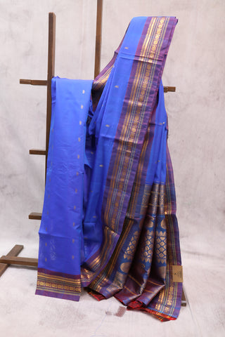 Blue Gadwal Cotton Silk Saree - SRBGCSS160