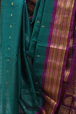 Dark Green Gadwal Cotton Silk Saree - SRDGGCSS49