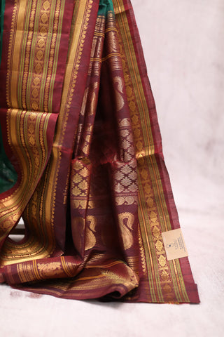 Dark Green Gadwal Cotton Silk  Saree - SRDGGCSS161