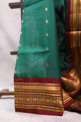 Dark Green Gadwal Cotton Silk  Saree - SRDGGCSS161