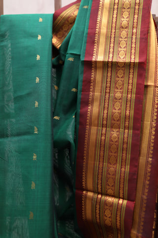 Dark Green Gadwal Cotton Silk  Saree - SRDGGCSS161