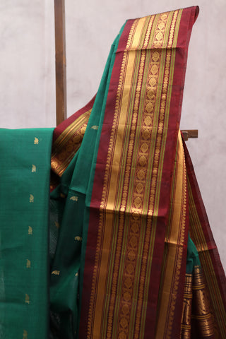 Dark Green Gadwal Cotton Silk  Saree - SRDGGCSS161