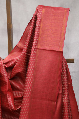 Red Tussar Silk Saree - SRRTSS95EX