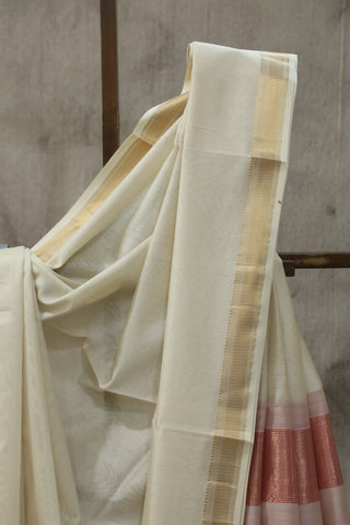 Off-White Maheshwari Cotton Silk Saree - SROWCS169EX