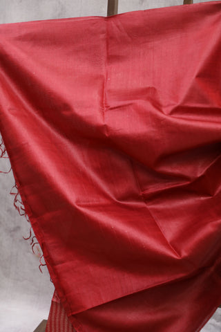 Red Tussar Silk Saree - SRRTSS95EX