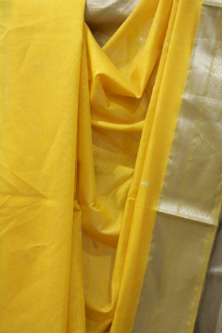 Mustard Yellow Maheshwari Cotton Silk Saree - SRMYMCS109EX