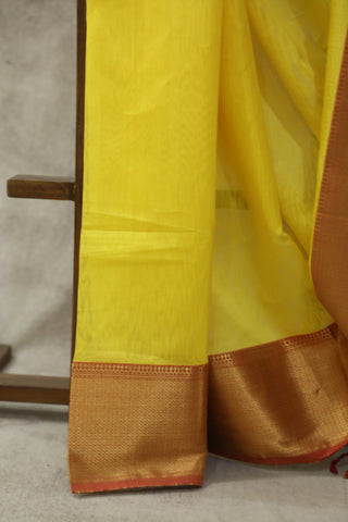 Lemon Yellow Maheshwari Cotton Silk Saree - SRLYMCS89EX