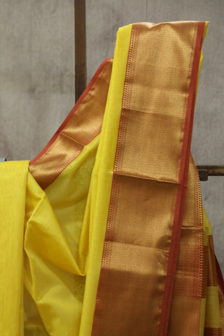 Lemon Yellow Maheshwari Cotton Silk Saree - SRLYMCS89EX