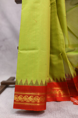 Green Cotton Gadwal Saree - SRGCGS132