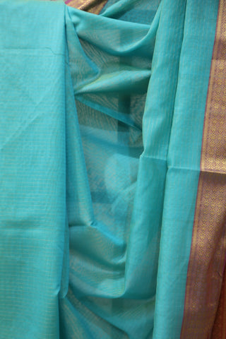 Blue Maheshwari Cotton Silk Saree - SRBMCS122EX