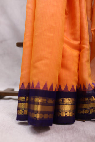 Orange Cotton Gadwal Saree - SROCGS121