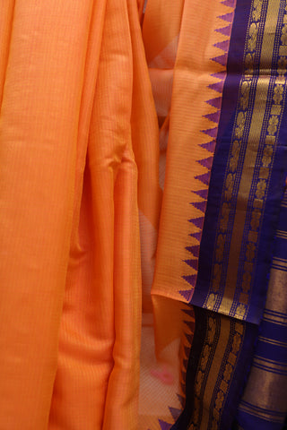 Orange Cotton Gadwal Saree - SROCGS121