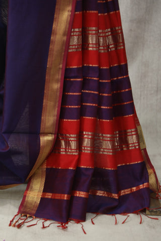 Purple Maheshwari Cotton Silk Saree - SRPMCS185EX