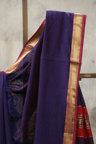 Purple Maheshwari Cotton Silk Saree - SRPMCS185EX