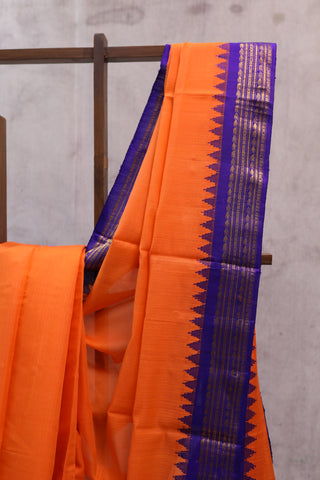 Orange Cotton Gadwal Saree - SROCGS120