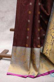 Brown Gadwal Silk Saree - SRBGSS289