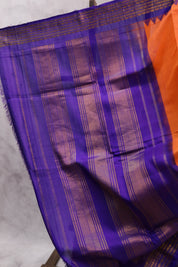 Orange Cotton Gadwal Saree - SROCGS120