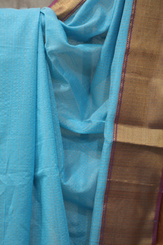 Blue Maheshwari Cotton Silk Saree - SRBCS134EX