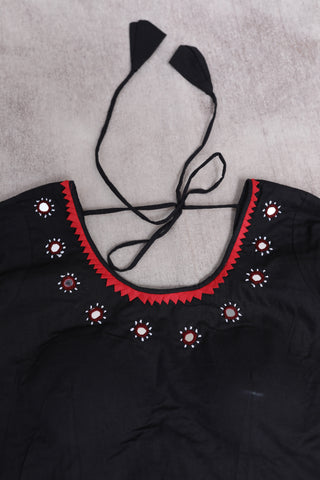 Black HBP Ajrakh Cotton Blouse - SRBACB14