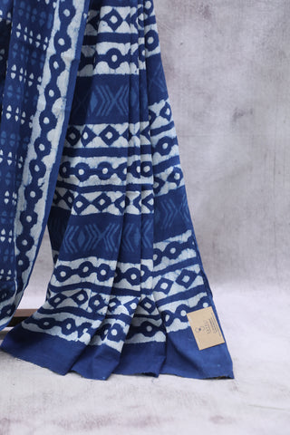 Indigo HBP Cotton Saree - SRICS1894