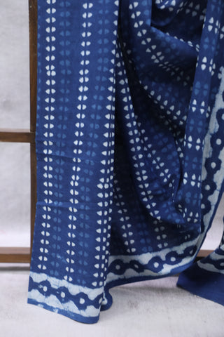 Indigo HBP Cotton Saree - SRICS1894