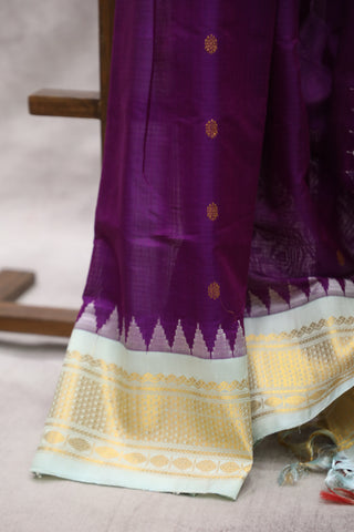 Purple Gadwal Cotton Silk Saree - SRPGCSS23