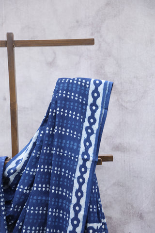 Indigo HBP Cotton Saree - SRICS1894