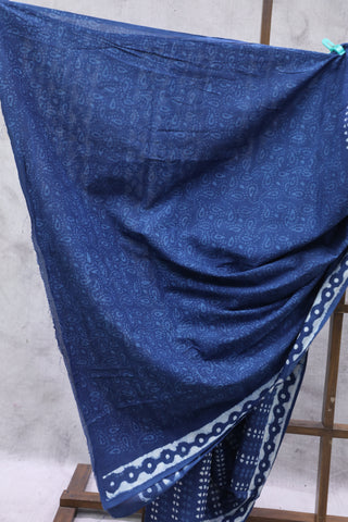 Indigo HBP Cotton Saree - SRICS1894