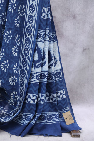 Indigo HBP Cotton Saree - SRICS1891