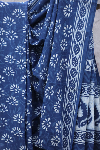 Indigo HBP Cotton Saree - SRICS1891