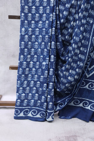 Indigo HBP Cotton Saree - SRICS1890