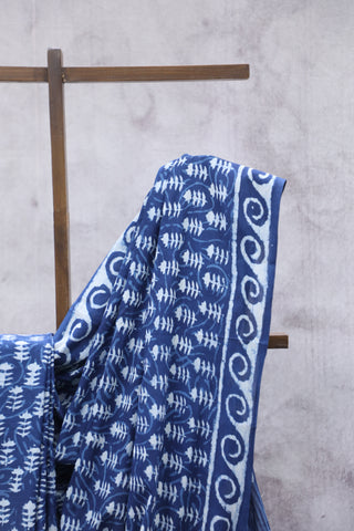 Indigo HBP Cotton Saree - SRICS1890