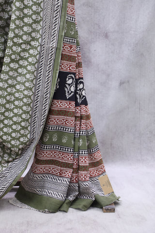 Green HBP Cotton Saree - SRGCS1879