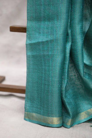 Turquoise Tissue Tussar Silk Saree-SRTTTSS158