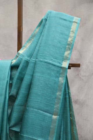 Turquoise Tissue Tussar Silk Saree-SRTTTSS158