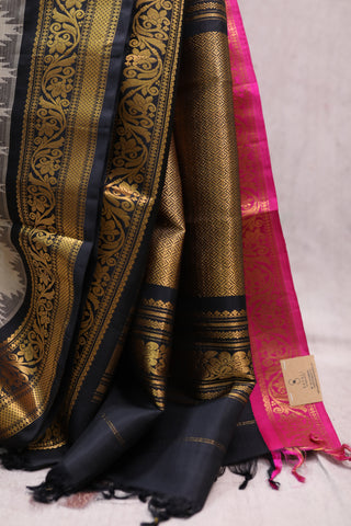 Cream Gadwal Cotton Silk Saree - SRCGCSS06