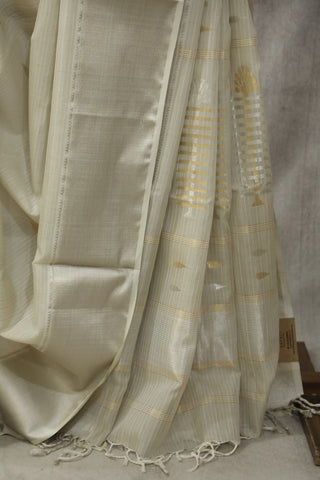 Off White Cotton Silk Maheshwari Saree - SRSOWCSMS60EX