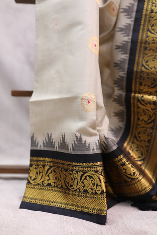 Cream Gadwal Cotton Silk Saree - SRCGCSS06