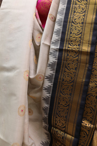 Cream Gadwal Cotton Silk Saree - SRCGCSS06