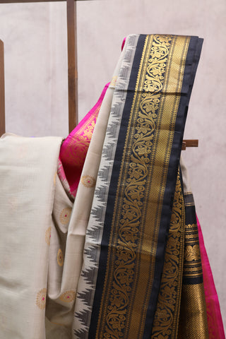 Cream Gadwal Cotton Silk Saree - SRCGCSS06